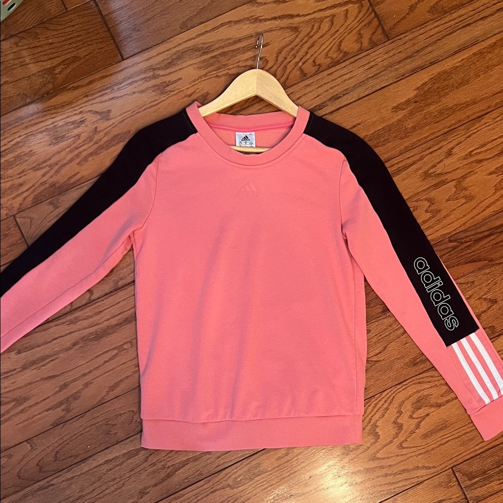 Adidas Pink and Black Crewneck activewear athleisure